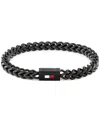 Tommy Hilfiger Men's Black Ion-plating Stainless Steel Braided Bracelet