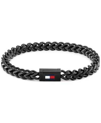Tommy Hilfiger Men's Black Ion-plating Stainless Steel Braided Bracelet