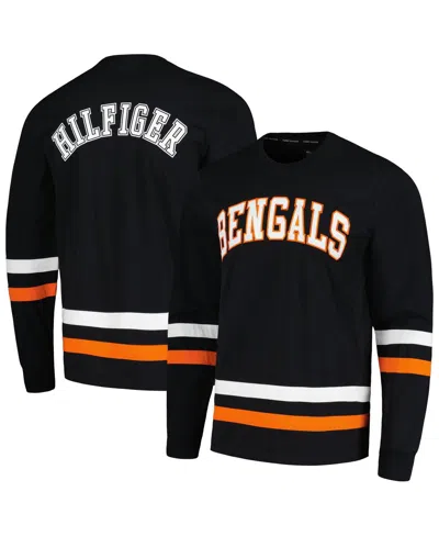 Tommy Hilfiger Men's Black/orange Cincinnati Bengals Nolan Long Sleeve T-shirt In Black,orange