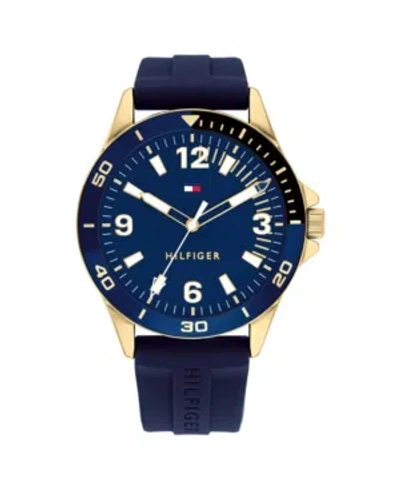 Tommy Hilfiger Men's Blue Silicone Strap Watch 44mm