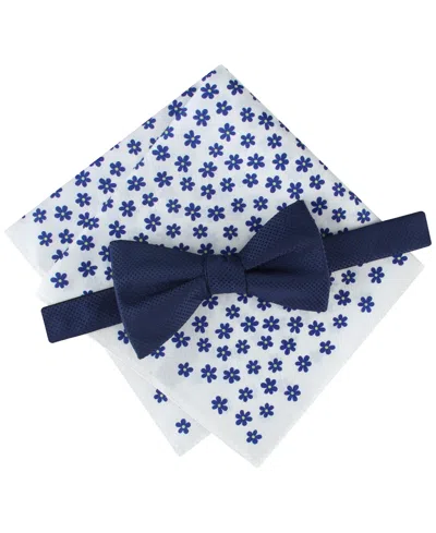 Tommy Hilfiger Men's Bow Tie And Pocket Square, 2-piece Set In Blue