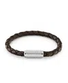 Tommy Hilfiger Adjustable Braided Tobacco Leather Bracelet In Brown