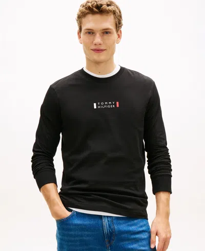 Tommy Hilfiger Men's Brand Love Long Sleeves T-shirt In Black
