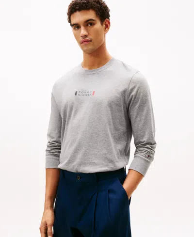Tommy Hilfiger Men's Brand Love Long Sleeves T-shirt In Gray