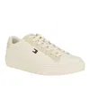 Tommy Hilfiger Men's Faux Leather Low Top Sneakers In Cream,beige Multi