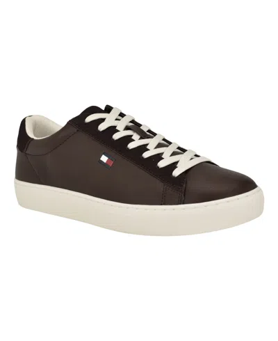Tommy Hilfiger Men's Brecon Lace Up Low Top Sneakers In Dark Brown Multi