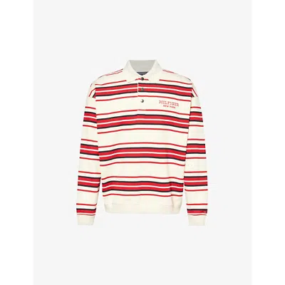 Tommy Hilfiger Monotype Stripe-pattern Cotton-jersey Polo Shirt In Calico/multi