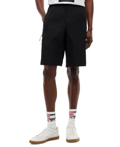 Tommy Hilfiger Men's Cargo Regular-fit Stretch Shorts In Black