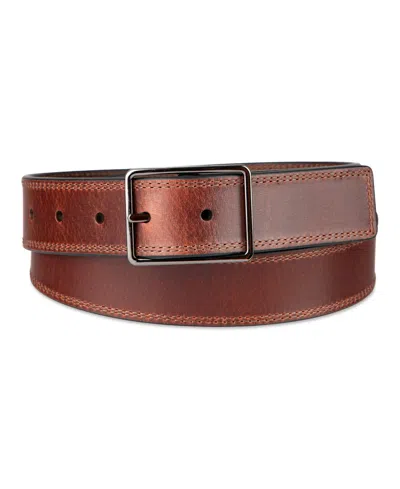 Tommy Hilfiger Men's Casual Center Bar Buckle Leather Belt In Brown