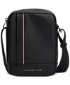 Tommy Hilfiger Logo Stripe Pebbled Mini Reporter Bag In Black