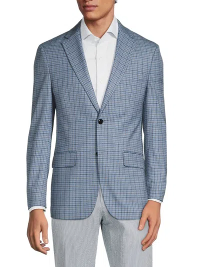 Tommy Hilfiger Men's Checked Single Breasted Blazer In Blue Grey