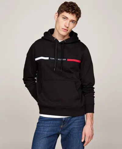 Tommy Hilfiger Men's Chest Logo Hoodie In Black