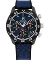 Tommy Hilfiger Men's Chronograph Blue Cordura & Black Silicone Strap Watch, 42mm In Navy