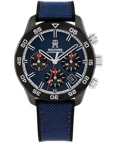 Tommy Hilfiger Men's Chronograph Blue Cordura & Black Silicone Strap Watch, 42mm In Navy
