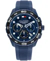 Tommy Hilfiger Men's Chronograph Blue Silicone Strap Watch, 44mm