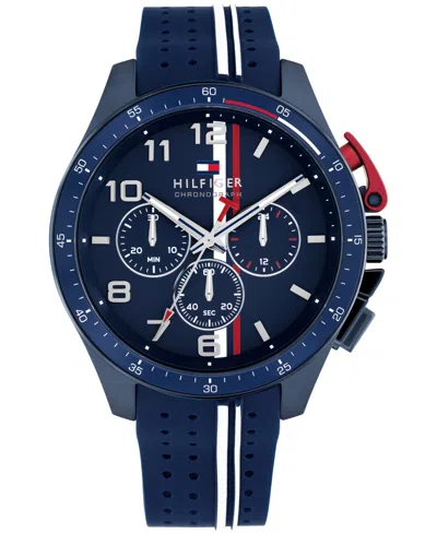 Tommy Hilfiger Men's Chronograph Blue Silicone Strap Watch, 46mm In Navy