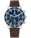 Tommy Hilfiger Men's Chronograph Brown Leather Strap Watch 41mm In Brown