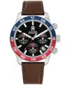 Tommy Hilfiger Men's Chronograph Brown Leather Strap Watch 41mm In Brown