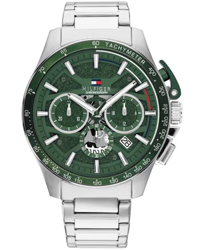 Tommy Hilfiger Men's Chronograph Silver-tone Stainless Steel Bracelet Watch 44mm