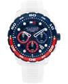 Tommy Hilfiger Men's Chronograph White Silicone Strap Watch, 44mm