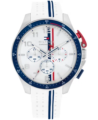 Tommy Hilfiger Men's Chronograph White Silicone Strap Watch, 46mm