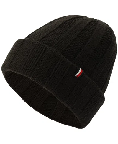 Tommy Hilfiger Men's Chunky Ribbed-knit Beanie In Black