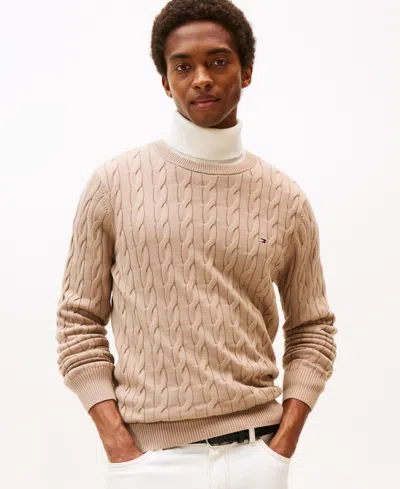 Tommy Hilfiger Men's Classic Cable Crewneck Sweater In Neutral