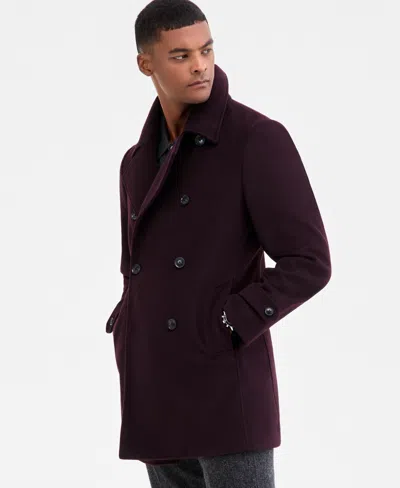Tommy Hilfiger Men's Classic-fit Double Breasted Overcoat In Burgundy