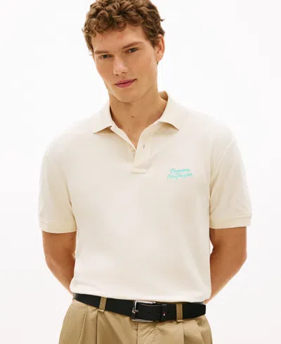 Tommy Hilfiger Classic Fit Embroidered Palm Tree Polo In Neutral
