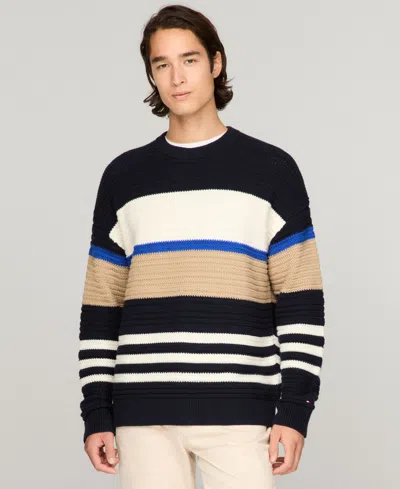 Tommy Hilfiger Men's Colorblocked Stripe Sweater In Desert Sky,multi