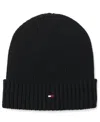 Tommy Hilfiger Ribbed Logo-plaque Beanie In Blue