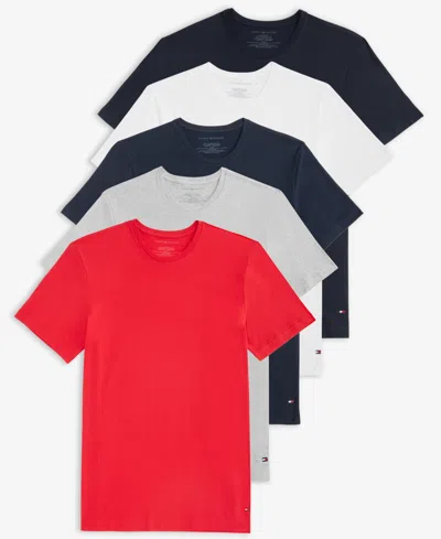 Tommy Hilfiger Men's Cotton Classic Crewneck T-shirts, Pack Of 5 In Red