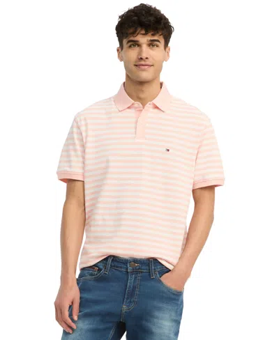 Tommy Hilfiger Men's Cotton Classic Fit 1985 Polo In Pink Crystal,white