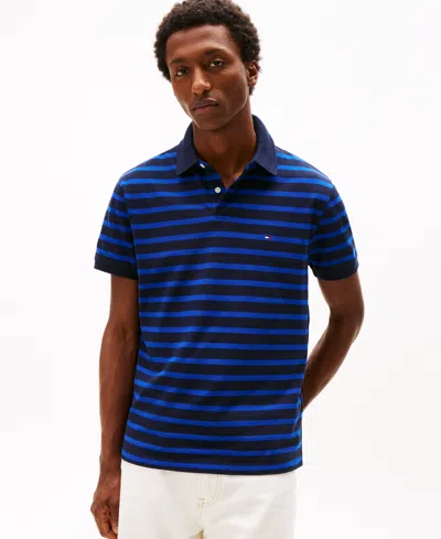 Tommy Hilfiger Tommy Jeans Regular Fit Striped Polo In Blue