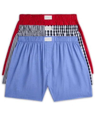 Tommy Hilfiger Men's Cotton Classics Woven Boxer Briefs, 3-pack Set In Multi