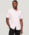 Tommy Hilfiger Flex Poplin Solid Short Sleeve Mens Shirt In Classic Pink,check