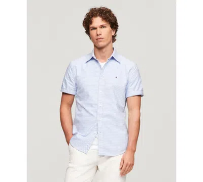 Tommy Hilfiger Men's Cotton Heritage Gingham Short-sleeve Oxford Shirt In Cloudy Blue,check
