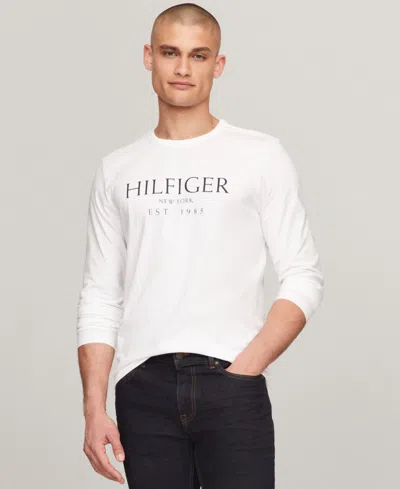 Tommy Hilfiger Men's Cotton Logo Long-sleeve T-shirt In White