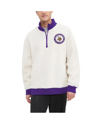 Tommy Hilfiger Men's Cream Minnesota Vikings Jordan Sherpa Quarter-zip Sweatshirt In Cream,purple