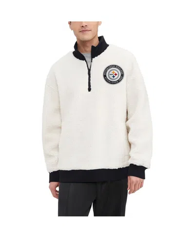 Tommy Hilfiger Men's Cream Pittsburgh Steelers Jordan Sherpa Quarter-zip Sweatshirt In Cream,black