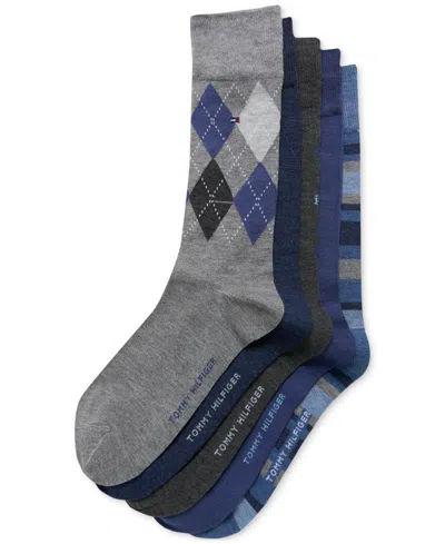 Tommy Hilfiger Men's Crew Length Dress Socks, Assorted Patterns, Pack Of 5 In Multi