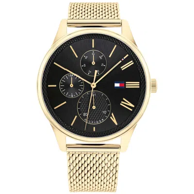 Tommy Hilfiger Men's Damon Black Dial Watch In Gold