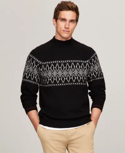 Tommy Hilfiger Men's Dress Casual Festive Turtleneck Sweater In Ivory,black