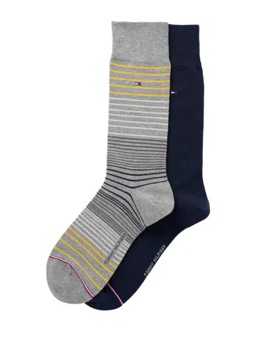 Tommy Hilfiger Men's Dress Crew Socks, 2-pack In Gray