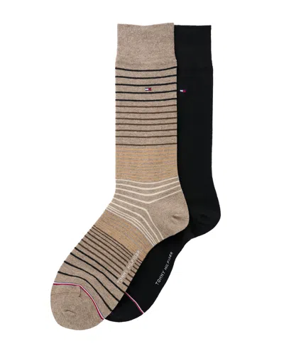 Tommy Hilfiger Men's Dress Crew Socks, 2-pack In Brown