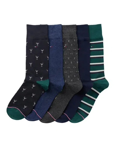 Tommy Hilfiger Men's Dress Crew Socks, 5-pack In Multi