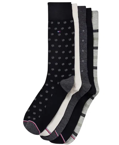Tommy Hilfiger Men's Dress Crew Socks, 5-pack In Black