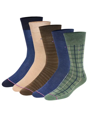 Tommy Hilfiger Men's Dress Crew Socks, 5-pack In Multi