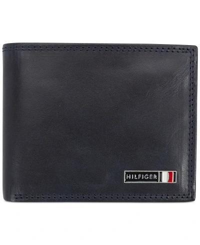 Tommy Hilfiger Men's Rfid Genuine Leather Traveler Wallet In Navy