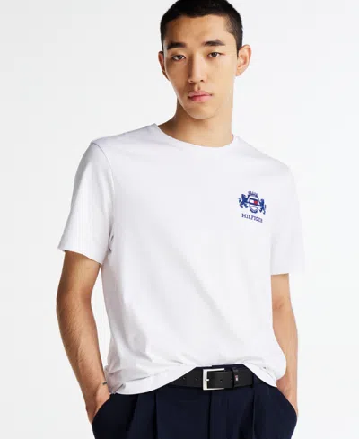 Tommy Hilfiger Men's Big & Tall Embroidered Hilfiger Crest T-shirt In White
